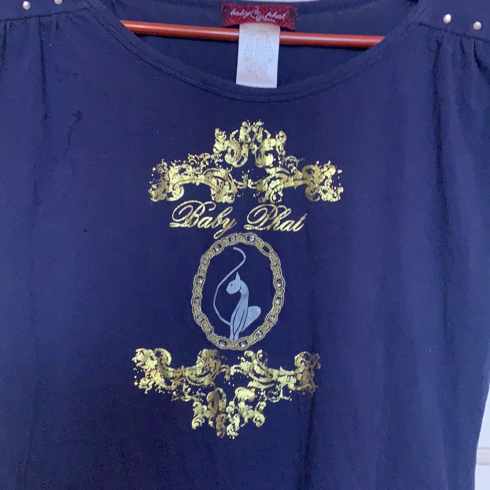 Y2K BABY PHAT TOP SZ S BLUE WITH GOLDEN LOGO PREOWNED VINTAGE - Picture 6 of 11